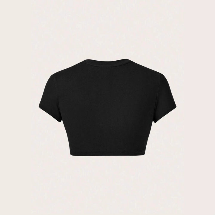 Damer Crop-T-shirt med kreativt oförglömligt uttalande Mirla-Eva Jonsson
