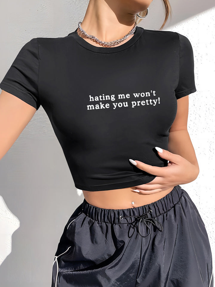 Damer Crop-T-shirt med modern grafisk tryck Mirla-Eva Jonsson