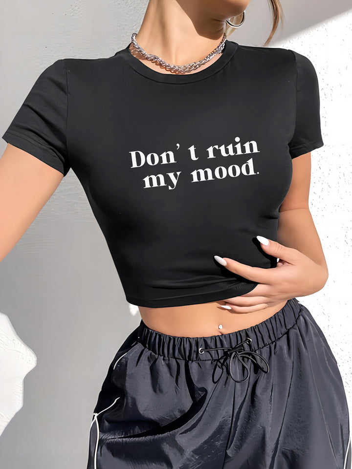 Damer Crop-T-shirt med modern grafisk tryck Mirla-Eva Jonsson