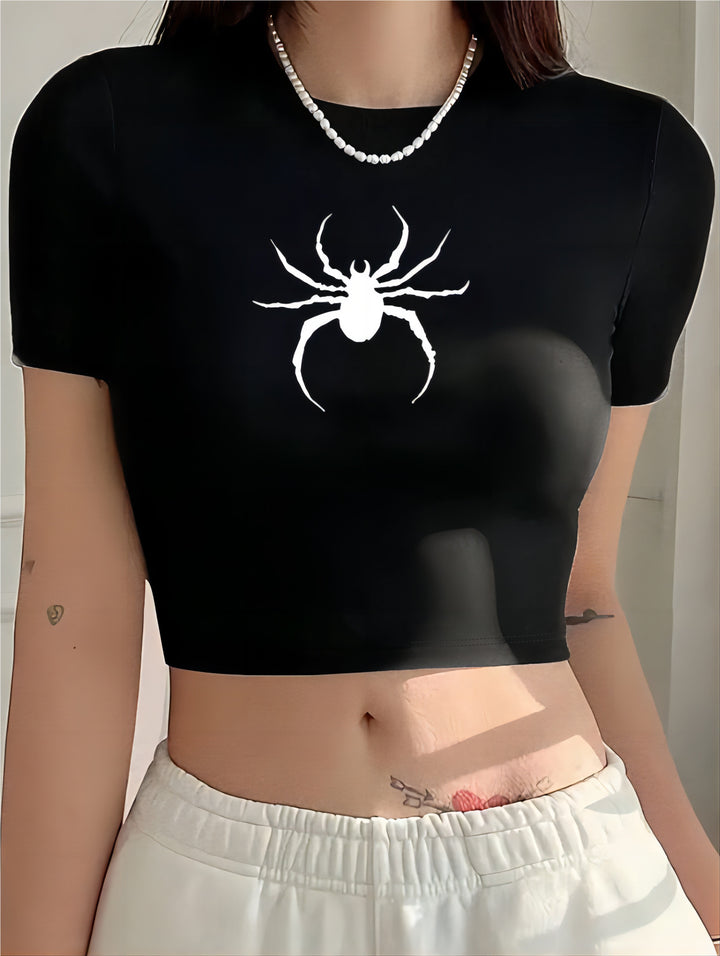 Damer Crop-T-shirt med modern grafisk tryck Mirla-Eva Jonsson