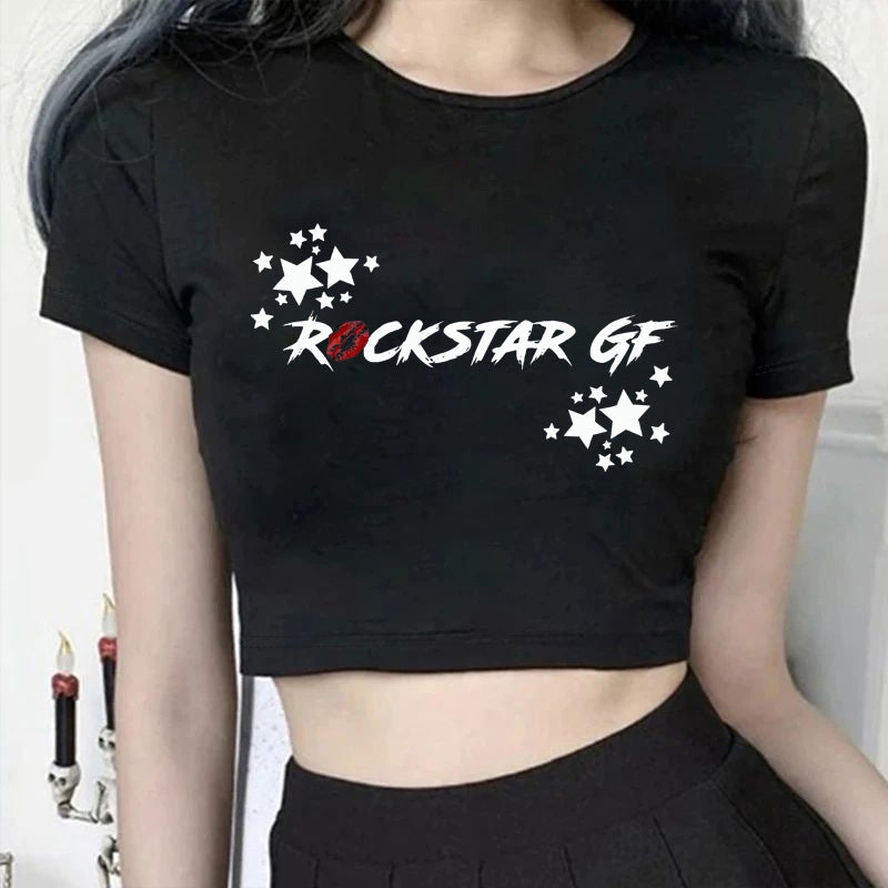 Damer Crop-T-shirt med modern grafisk tryck Mirla-Eva Jonsson