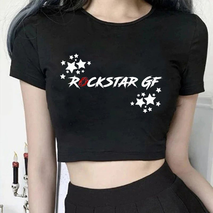 Damer Crop-T-shirt med modern grafisk tryck Mirla-Eva Jonsson