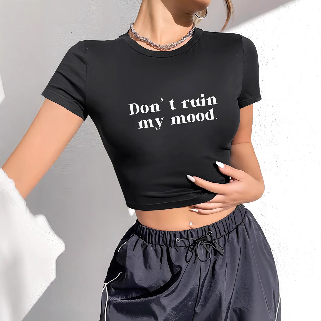 Damer Crop-T-shirt med modern grafisk tryck Mirla-Eva Jonsson