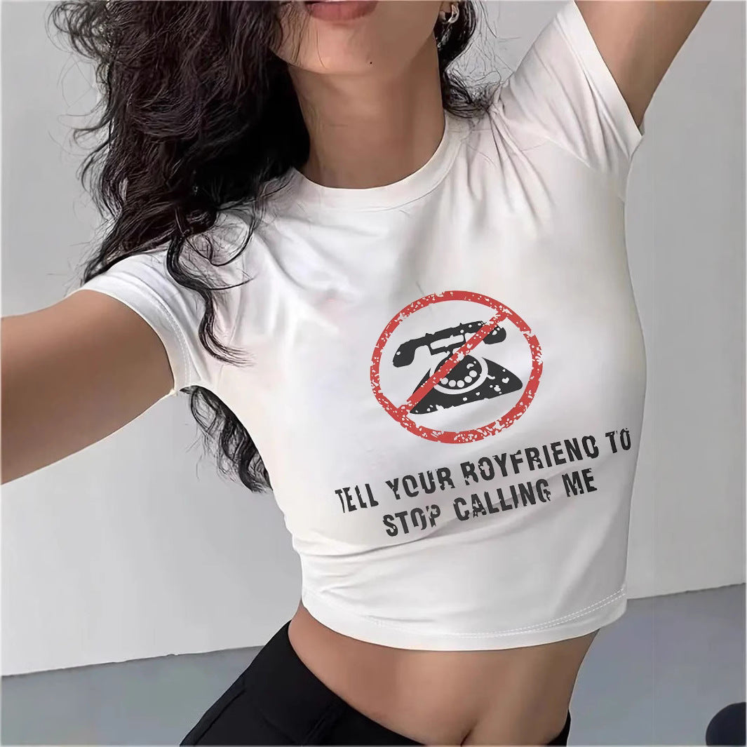Damer Crop-T-shirt med modern grafisk tryck Mirla-Eva Jonsson