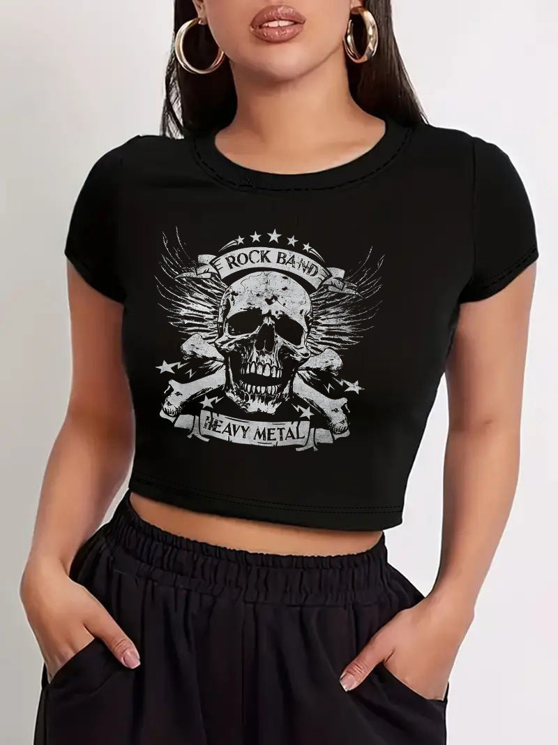 Damer Crop-T-shirt med modern grafisk tryck Mirla-Eva Jonsson