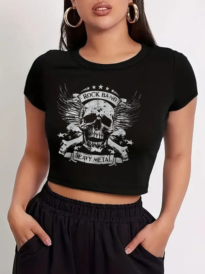 Damer Crop-T-shirt med modern grafisk tryck Mirla-Eva Jonsson