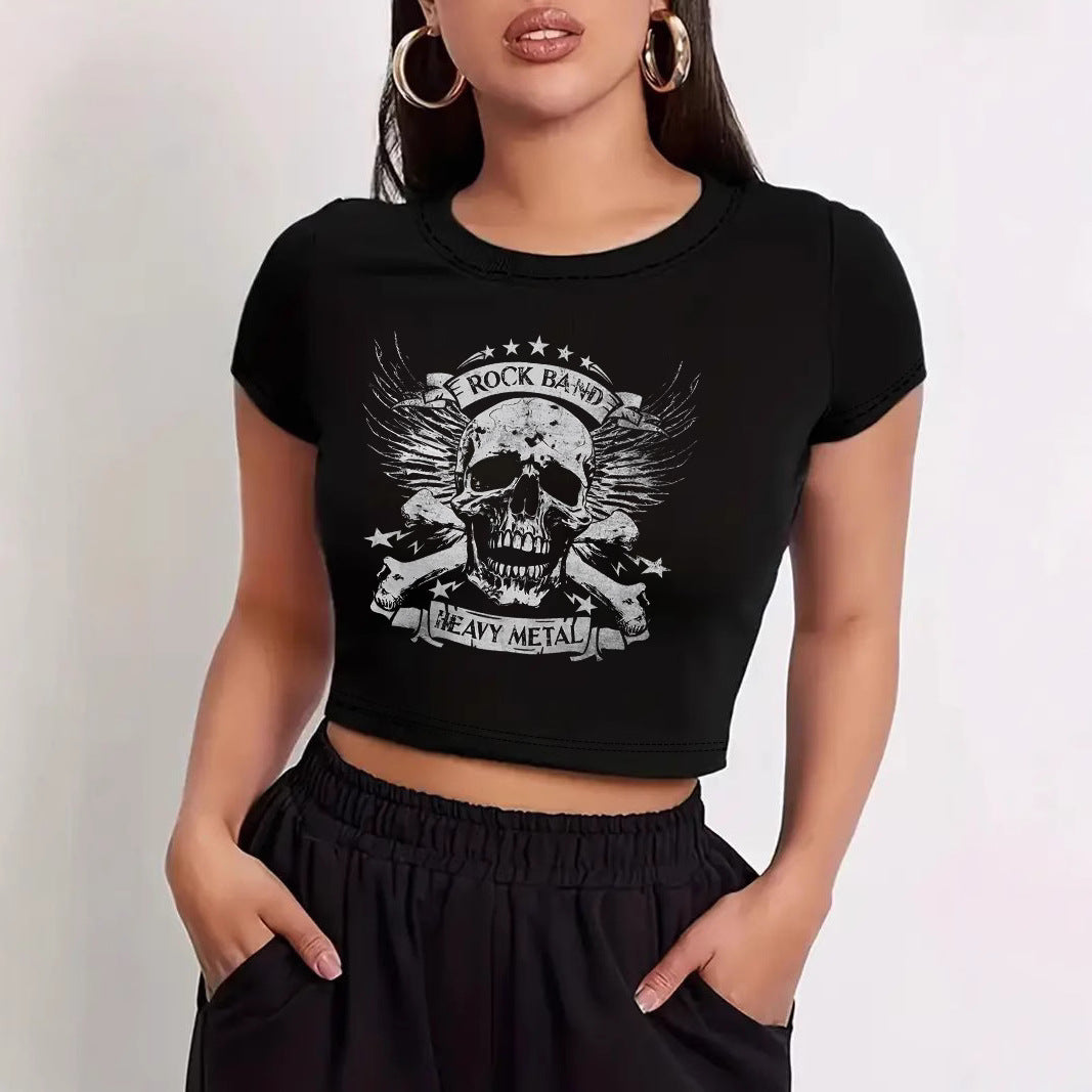 Damer Crop-T-shirt med modern grafisk tryck Mirla-Eva Jonsson