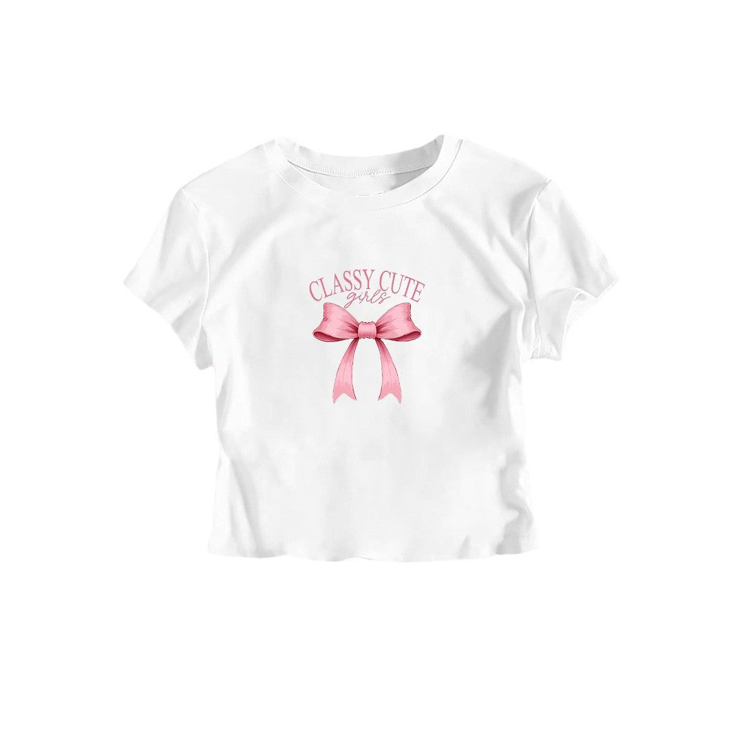 Damer Crop-T-shirt med sofistikerad slingantryck Mirla-Eva Jonsson
