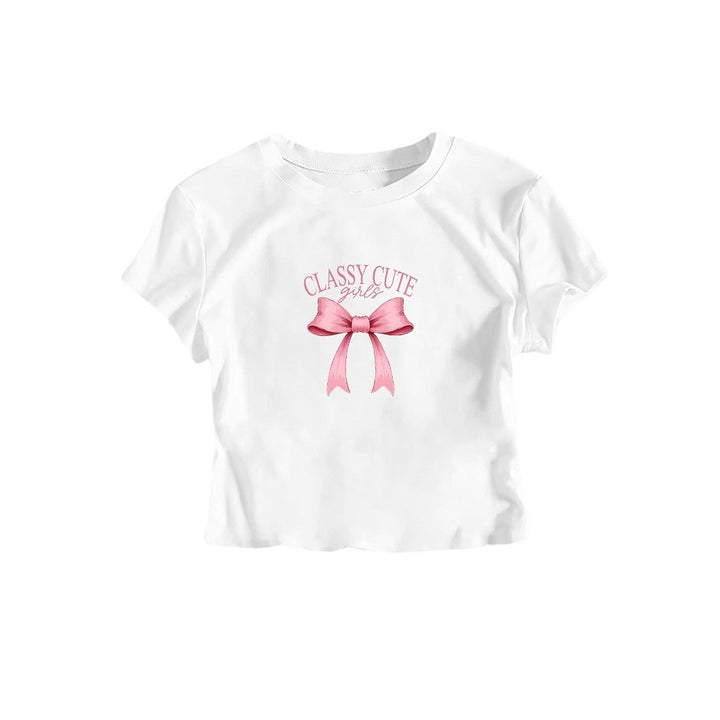 Damer Crop-T-shirt med sofistikerad slingantryck Mirla-Eva Jonsson