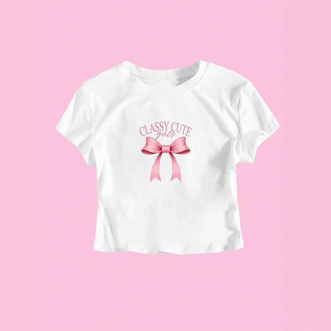 Damer Crop-T-shirt med sofistikerad slingantryck Mirla-Eva Jonsson