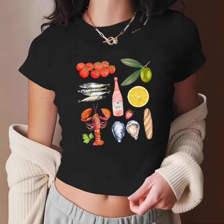 Damer Crop-T-shirt med sportig Los Angeles-design Mirla-Eva Jonsson