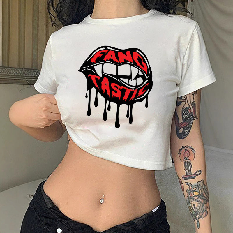 Damer Crop-T-shirt med sportig Los Angeles-design Mirla-Eva Jonsson