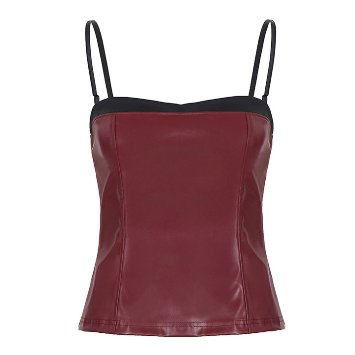 Damer-Crop-Top i konstläder med raffinerade axelremmar Mirla-Eva Jonsson