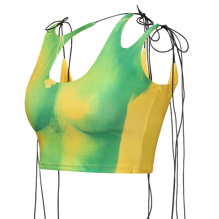 Damer Crop-Top med asymmetrisk dekoltée och justerbara axelband Mirla-Eva Jonsson