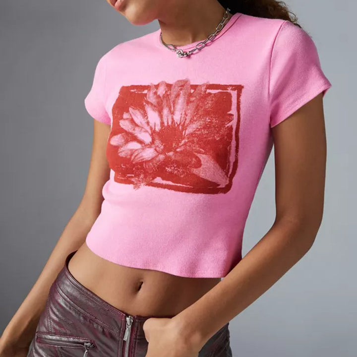 Damer Crop-Top med blommigt tryckdesign Mirla-Eva Jonsson