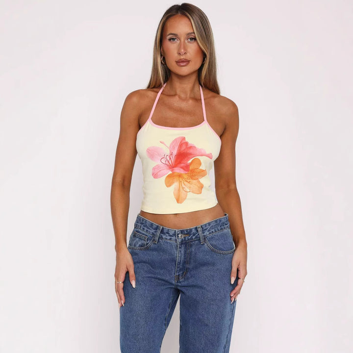 Damer Crop-Top med blommönster och justerbara band Mirla-Eva Jonsson