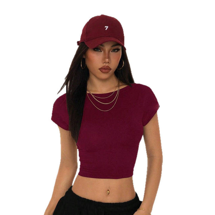 Damer Crop-Top med bred u-ringning och kroppsnära passform Mirla-Eva Jonsson