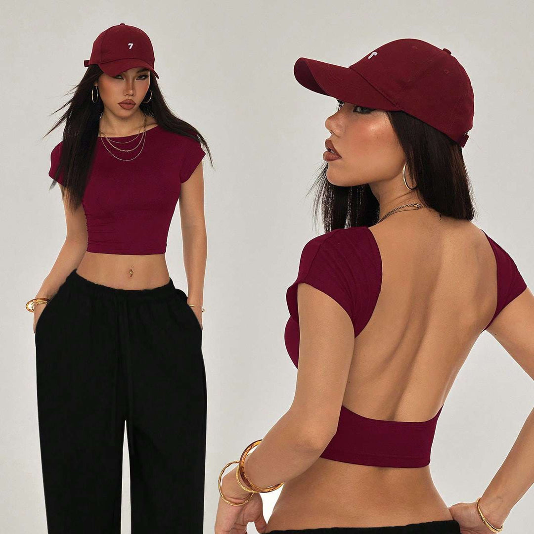 Damer Crop-Top med bred u-ringning och kroppsnära passform Mirla-Eva Jonsson
