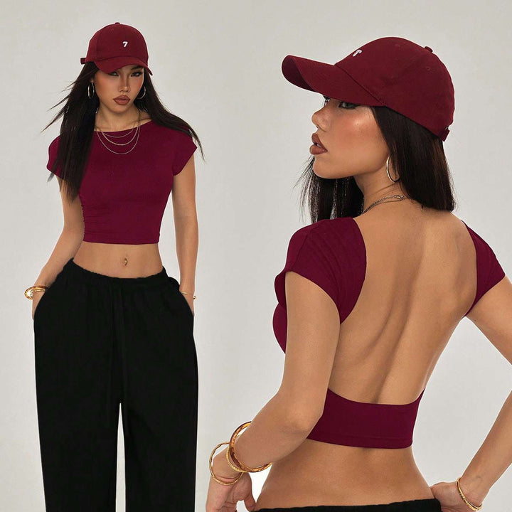 Damer Crop-Top med bred u-ringning och kroppsnära passform Mirla-Eva Jonsson