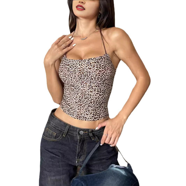 Damer Crop Top med djurmönster och fina band Mirla-Eva Jonsson