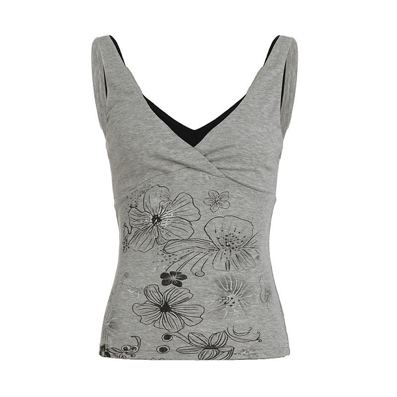 Damer Crop-Top med floralt mönster och spaghettiband Mirla-Eva Jonsson