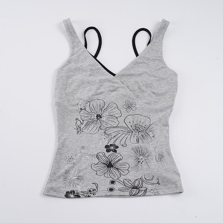 Damer Crop-Top med floralt mönster och spaghettiband Mirla-Eva Jonsson