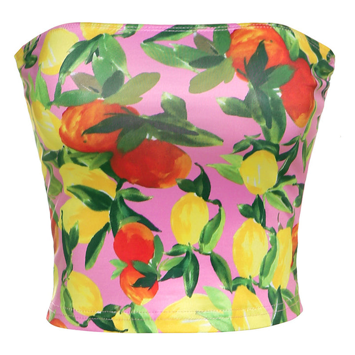 Damer Crop Top med fruktigt mönster Mirla-Eva Jonsson