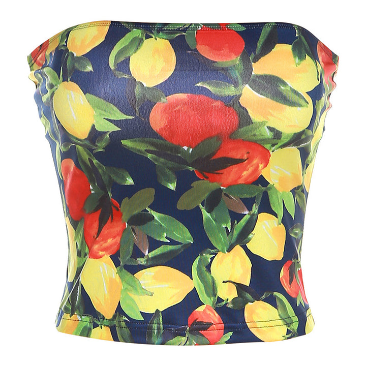 Damer Crop Top med fruktigt mönster Mirla-Eva Jonsson