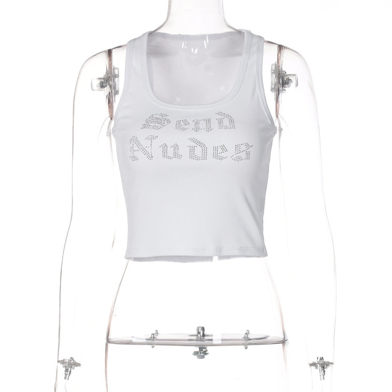 Damer Crop-Top med glittrande text Mirla-Eva Jonsson