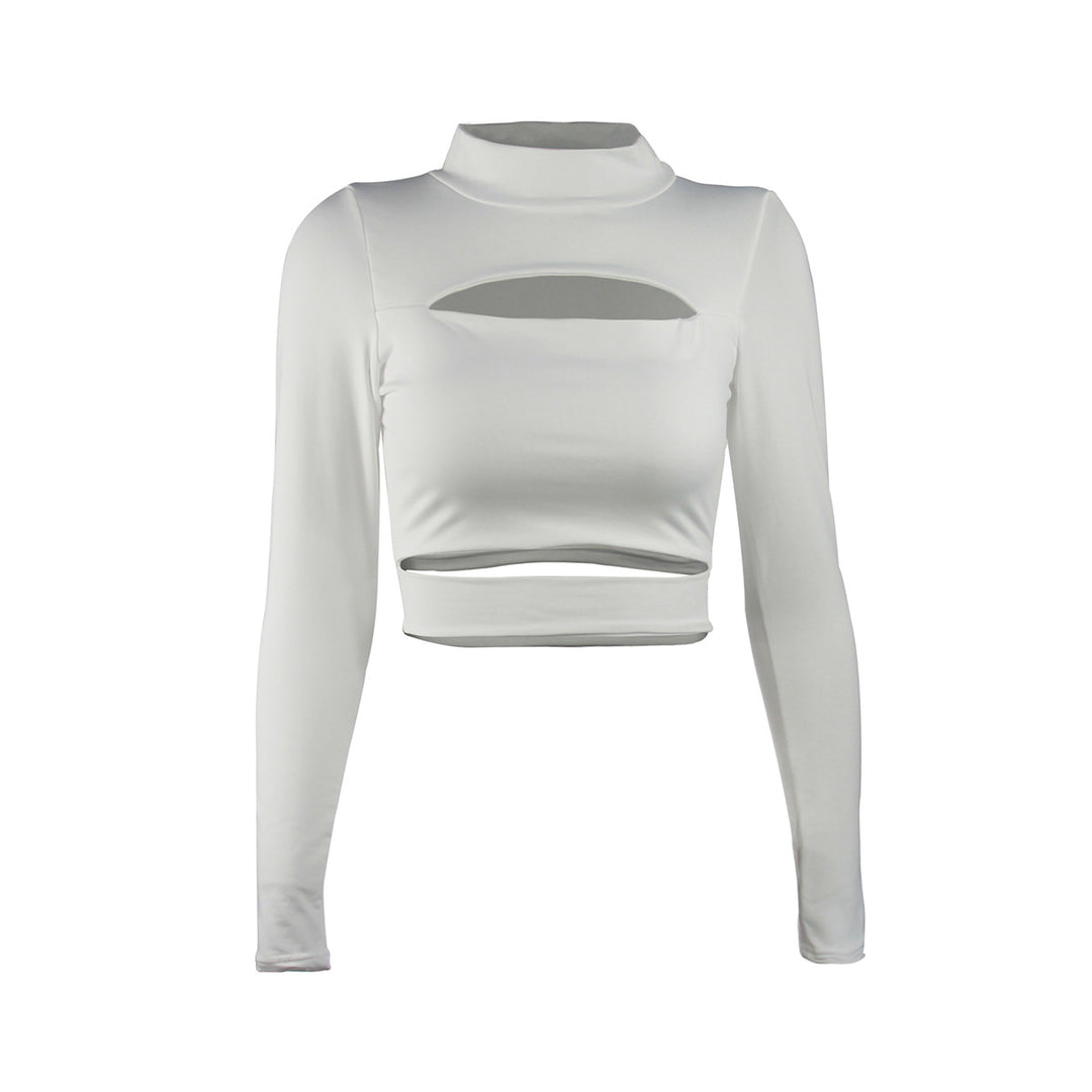 Damer Crop Top med hög stängd krage och cut-outs Mirla-Eva Jonsson