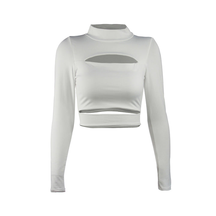 Damer Crop Top med hög stängd krage och cut-outs Mirla-Eva Jonsson