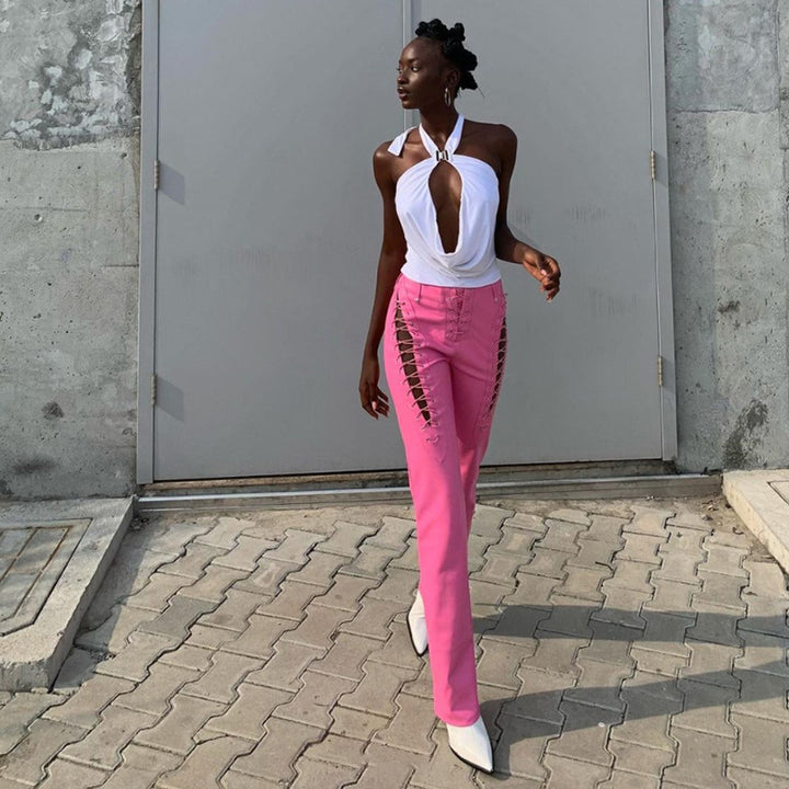 Damer Crop-Top med innovativt Cut-Out-design och långa ärmar Mirla-Eva Jonsson