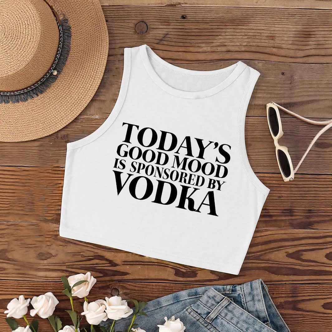 Damer Crop Top med inspirerande tryck och figurnära design Mirla-Eva Jonsson