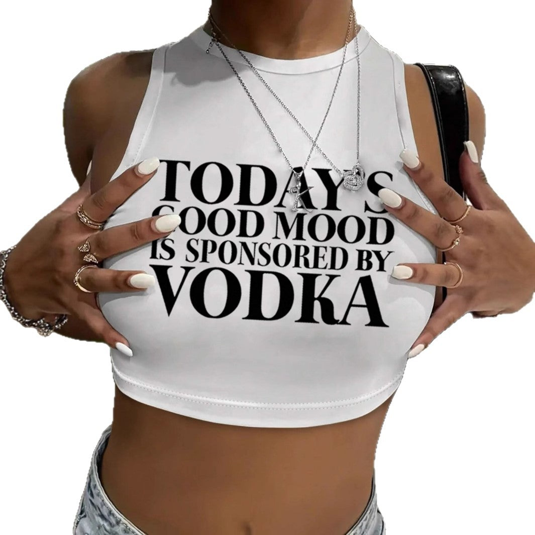 Damer Crop Top med inspirerande tryck och figurnära design Mirla-Eva Jonsson