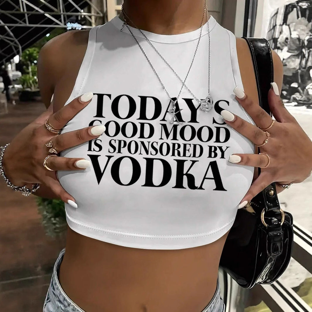 Damer Crop Top med inspirerande tryck och figurnära design Mirla-Eva Jonsson
