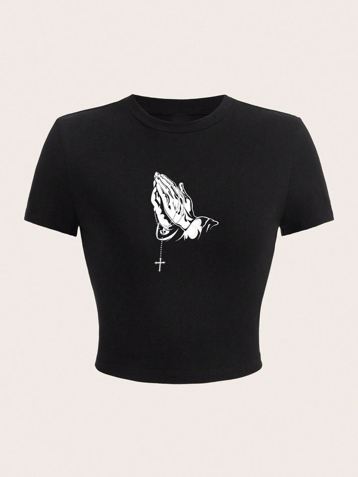 Damer Crop-Top med iögonfallande text Mirla-Eva Jonsson