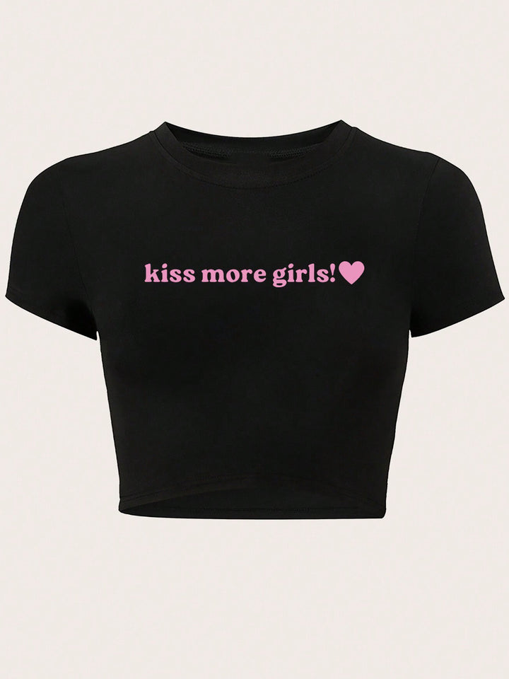 Damer Crop-Top med iögonfallande text Mirla-Eva Jonsson