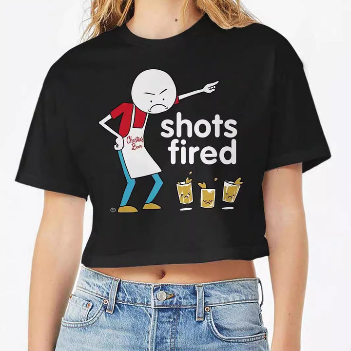 Damer Crop-Top med iögonfallande text Mirla-Eva Jonsson
