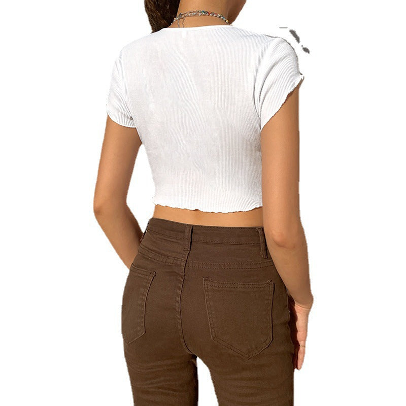 Damer Crop Top med kreativ fjärilsdesign Mirla-Eva Jonsson