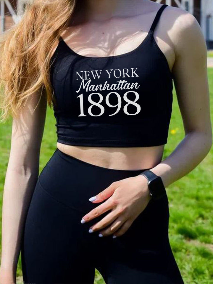 Damer Crop-Top med kreativt tryck och fina band Mirla-Eva Jonsson