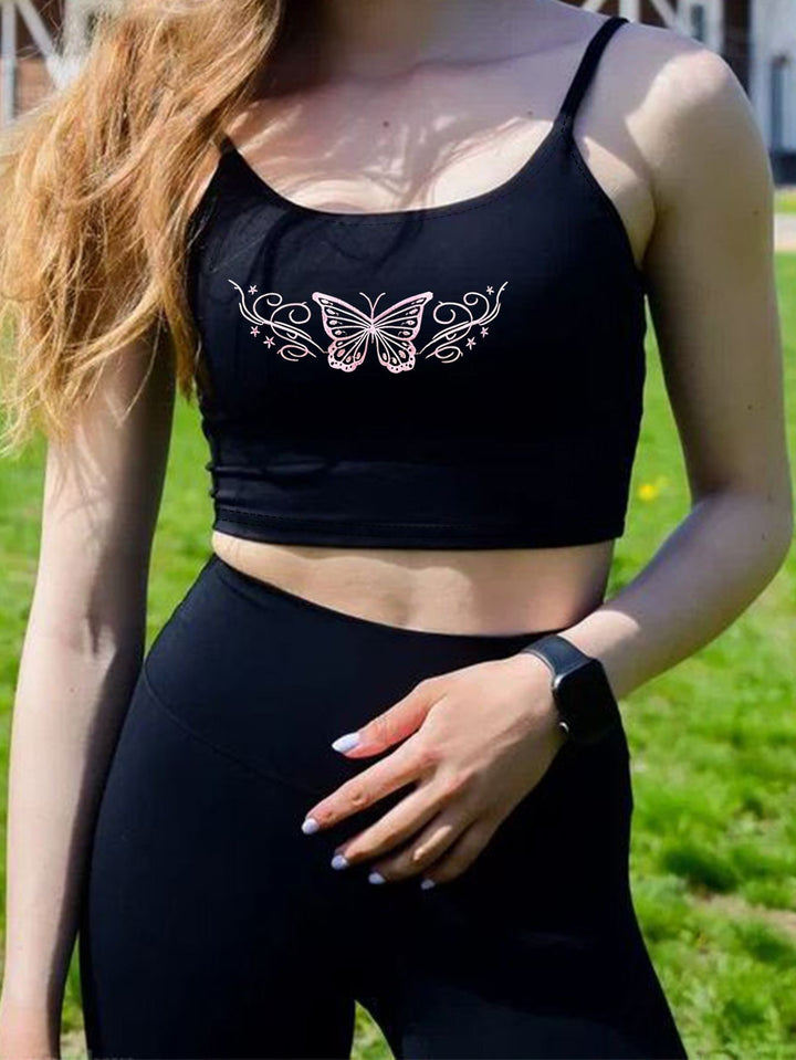 Damer Crop-Top med kreativt tryck och fina band Mirla-Eva Jonsson