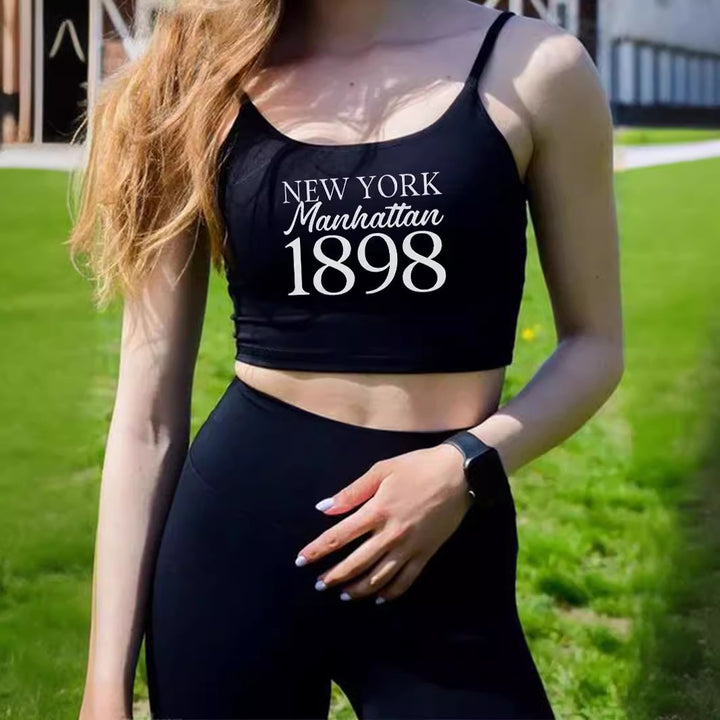 Damer Crop-Top med kreativt tryck och fina band Mirla-Eva Jonsson