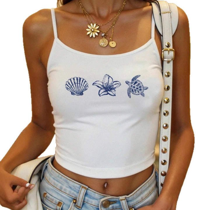 Damer Crop-Top med maritima motiv och figurnära skärning Mirla-Eva Jonsson