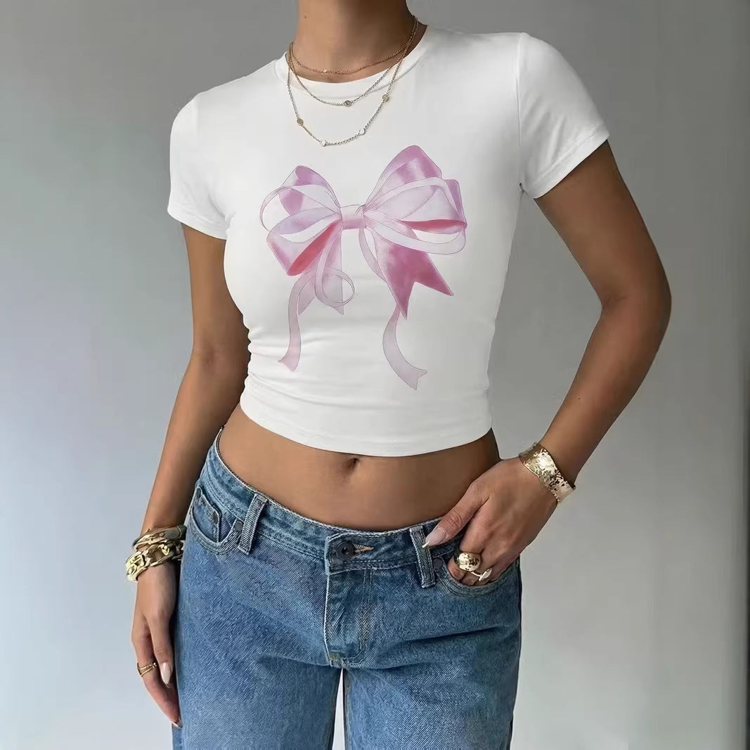 Damer Crop-Top med ömtåligt snörningsmotiv Mirla-Eva Jonsson