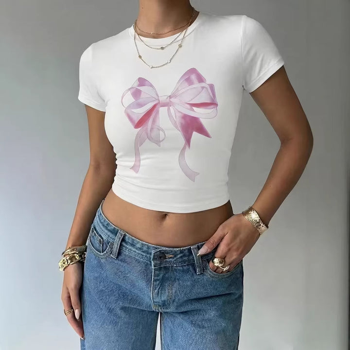 Damer Crop-Top med ömtåligt snörningsmotiv Mirla-Eva Jonsson