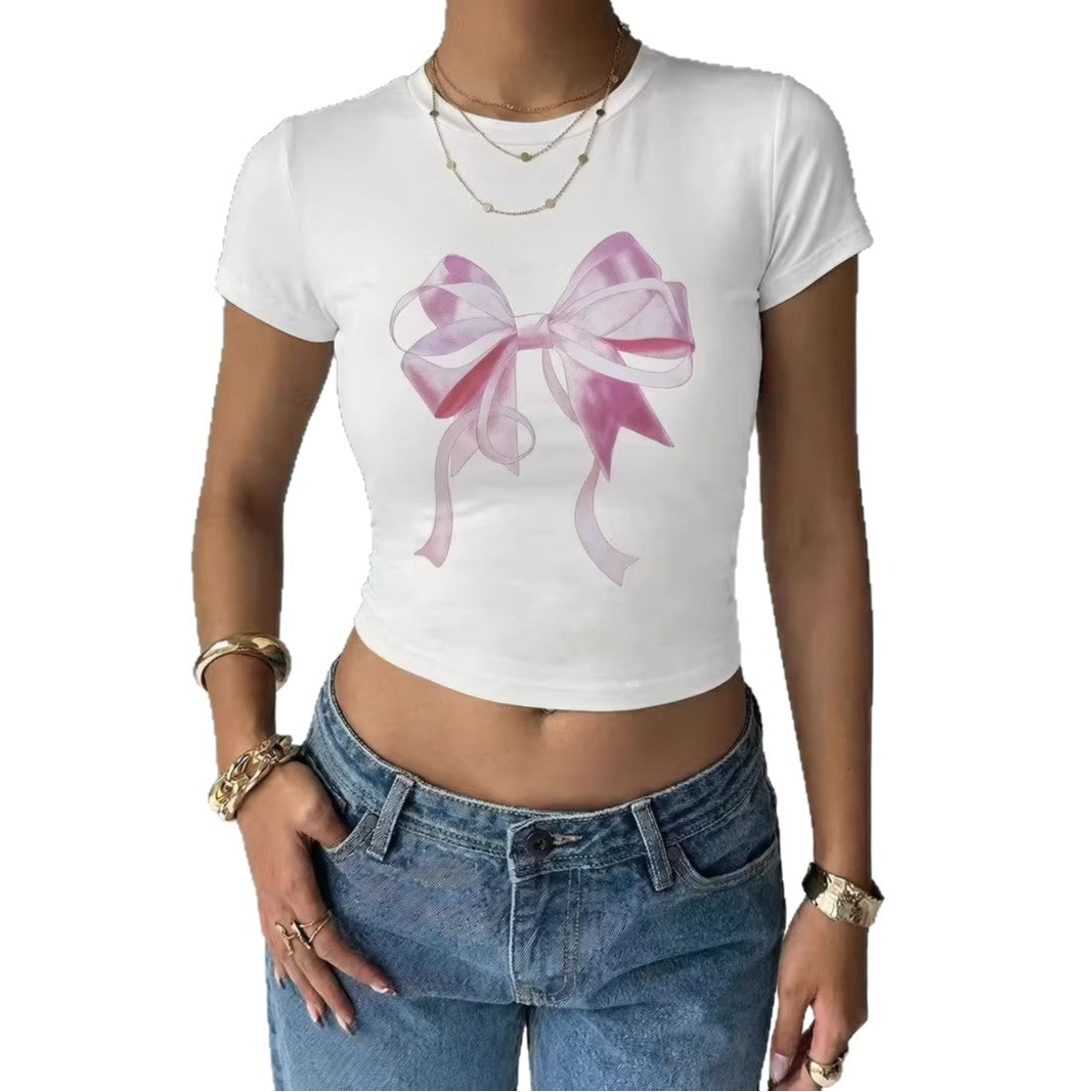 Damer Crop-Top med ömtåligt snörningsmotiv Mirla-Eva Jonsson