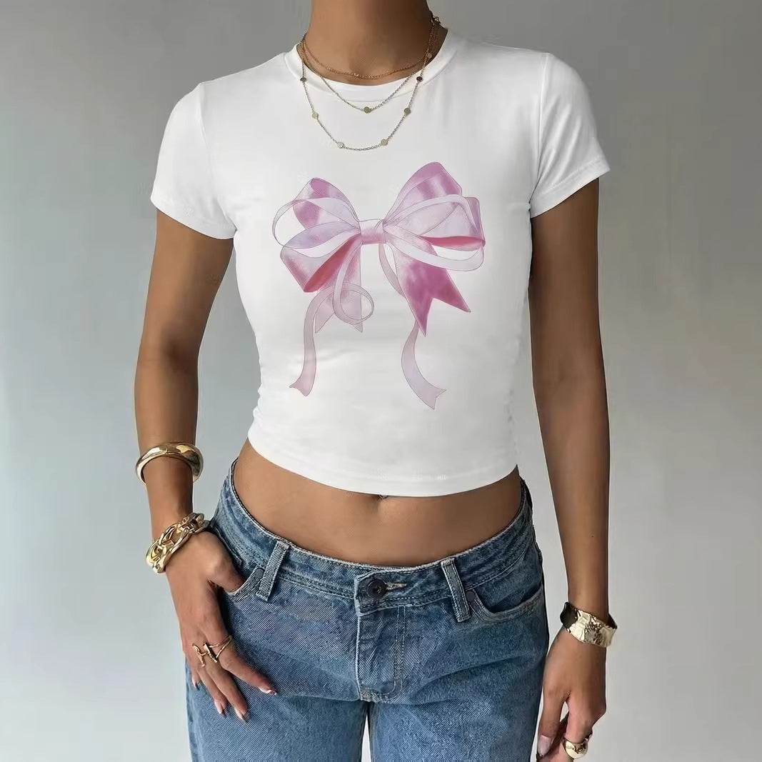 Damer Crop-Top med ömtåligt snörningsmotiv Mirla-Eva Jonsson