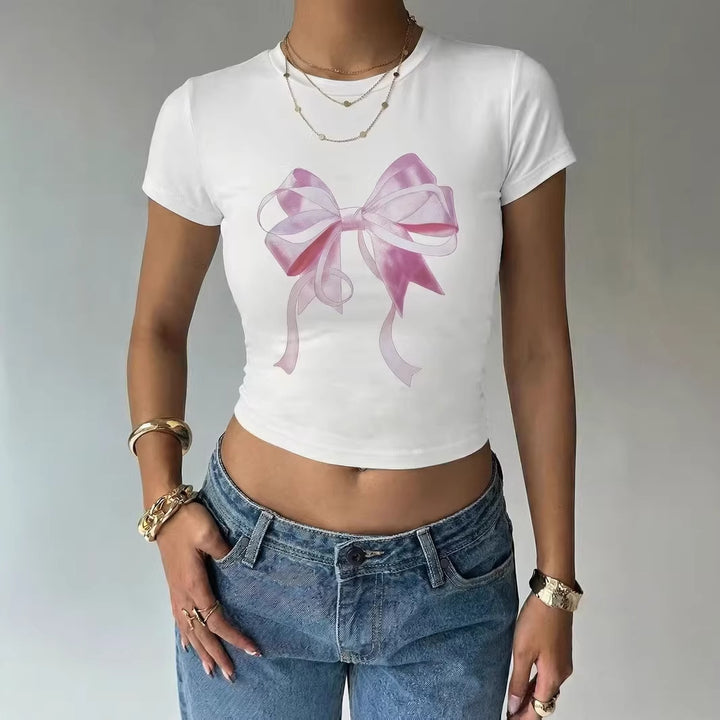 Damer Crop-Top med ömtåligt snörningsmotiv Mirla-Eva Jonsson