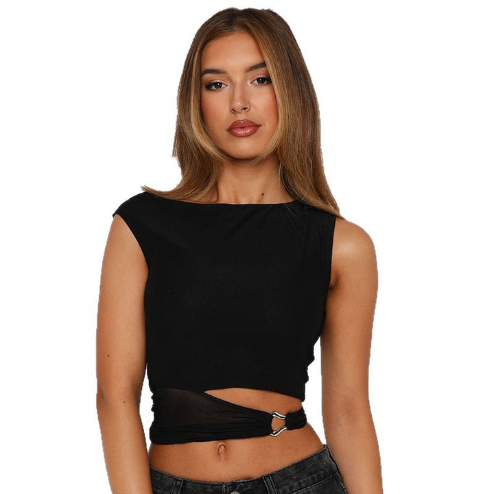 Damer Crop-Top med snyggt omslagdesign och dekorativt bälte Mirla-Eva Jonsson