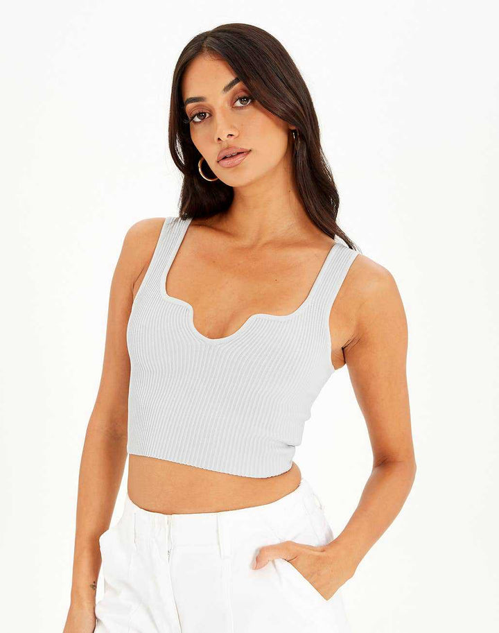 Damer Crop-Top med vågskärning och fin ribbstruktur Mirla-Eva Jonsson